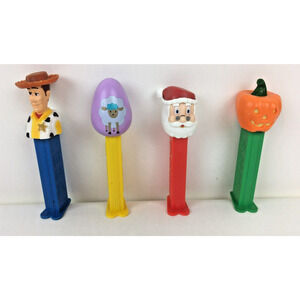 Pez Dispensers Halloween Pumpkin, Toy Story Woody, Santa, Easter Egg lot 4